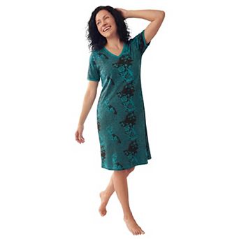 Dreams & Co. Plus Size V-Neck Short Sleeve Short T-Shirt Lounger