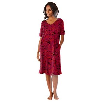 Dreams & Co. Plus Size V-Neck Short Sleeve Short T-Shirt Lounger