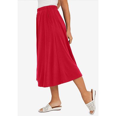 Jessica London Women's Plus Size Soft Ease Midi Skirt