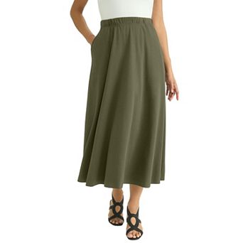 Jessica London Women's Plus Size Soft Ease Midi Skirt