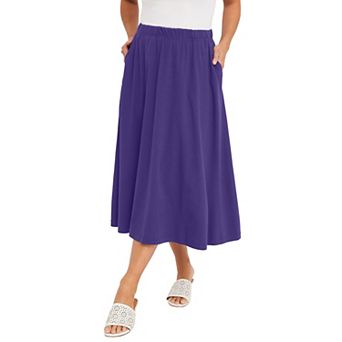 Jessica London Women's Plus Size Soft Ease Midi Skirt
