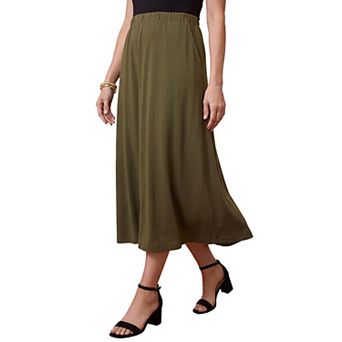 Jessica London Women's Plus Size Soft Ease Cotton Knit Swing Skirt