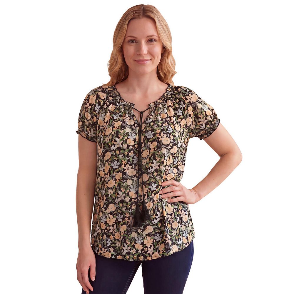 Ellos Plus Size A-Line Scoop Neck Ruffle Trim 100% Cotton Cambric ...