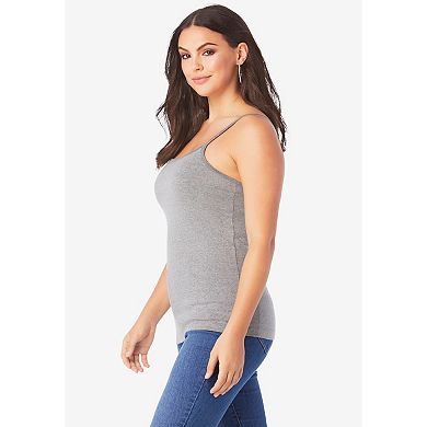 Roaman's Women's Plus Size Cami With Built-In Bra And Adjustable Straps