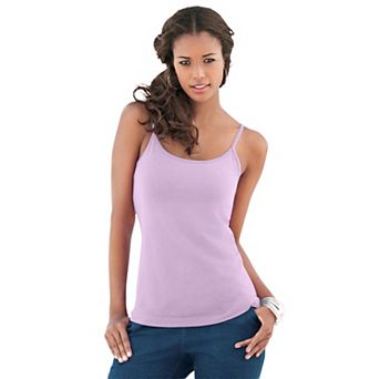 Roaman's Women's Plus Size Adjustable Strap Cami With Built-In Shelf Bra
