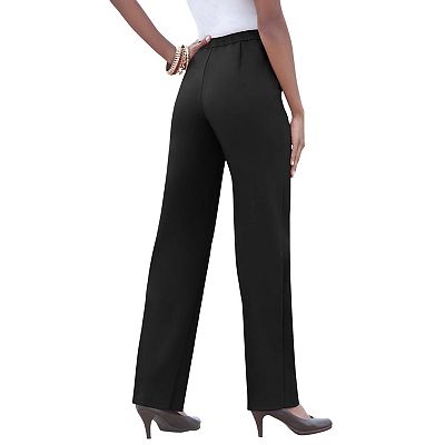 Plus Size Women's Plus Size Classic Bend Over Structured Straight Leg Pull-On Pant by Roaman's in Black (Size 36 WP) Pull On Slacks
