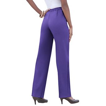 Roaman's Women's Plus Size Petite Plus Size Classic Bend Over Structured Straight Leg Pull-On Pant