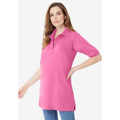 Roaman's Women's Plus Size Oversized Polo Tunic