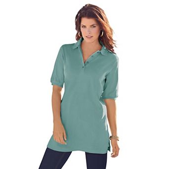 Roaman's Women's Plus Size Oversized Polo Tunic