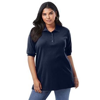 Roaman's Women's Plus Size Oversized Polo Tunic
