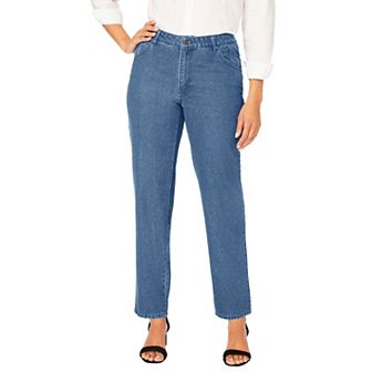Jessica London Women's Plus Size Tall Classic Cotton Denim Straight-Leg Jean