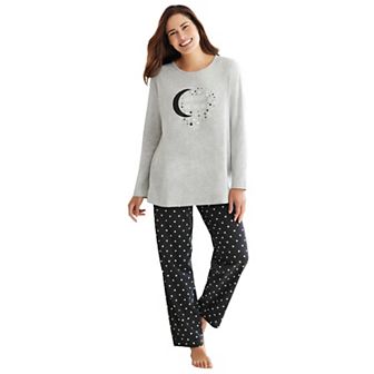 Dreams & Co. Plus Size Long Sleeve Knit PJ Set