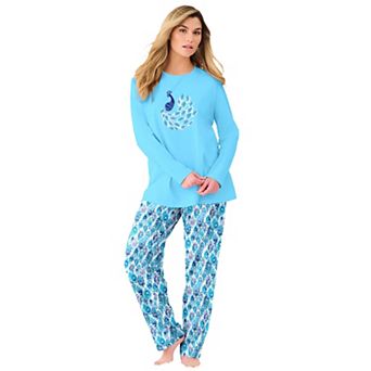 Dreams & Co. Plus Size Long Sleeve Knit PJ Set