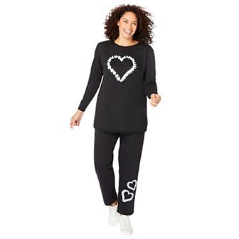 Woman Within Plus Size Petite Fleece Sweatshirt Set
