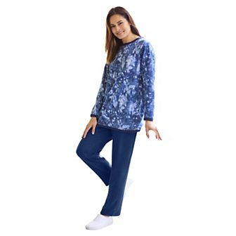 Woman Within Plus Size Petite Fleece Sweatshirt Set