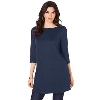 Roaman's Women's Plus Size Ultimate Boatneck Tunic With Side Slits