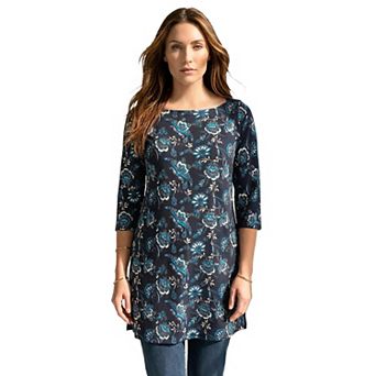 Roaman's Women's Plus Size Plus Size Cotton Ultimate Boatneck Tunic With Side Slits