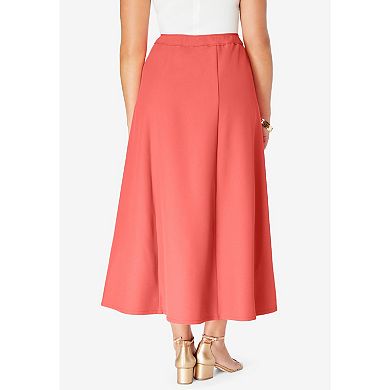 Roaman's Women's Plus Size Plus Size Bend Over A Line Skirt