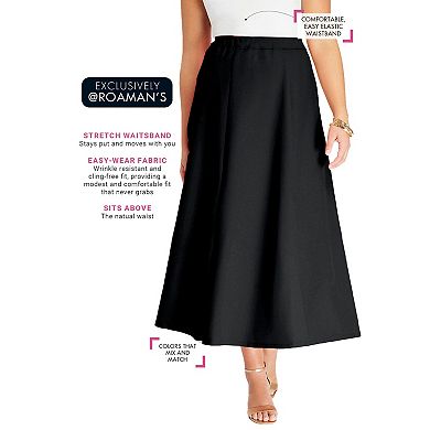 Roaman's Women's Plus Size Bend Over A Line Skirt
