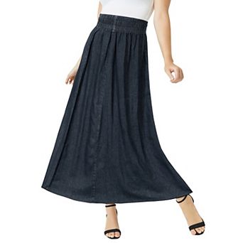 Jessica London Women's Plus Size Chambray Maxi Skirt