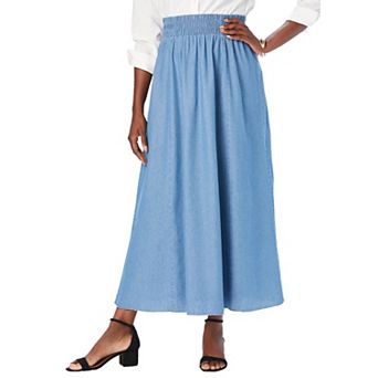 Jessica London Women's Plus Size Chambray Maxi Skirt