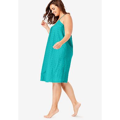 Dreams & Co. Plus Size Breezy Eyelet Short Nightgown