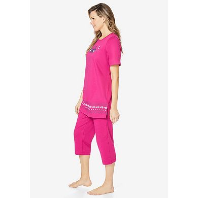 Dreams & Co. Plus Size Knit Capri Sleep Set