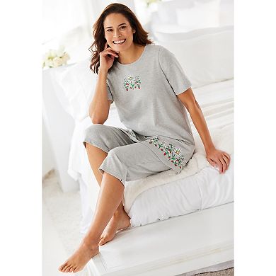 Dreams & Co. Plus Size Knit Capri Sleep Set