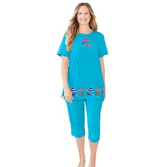 Dreams & Co. Plus Size Knit Capri Sleep Set