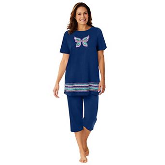 Dreams & Co. Plus Size Knit Capri Sleep Set