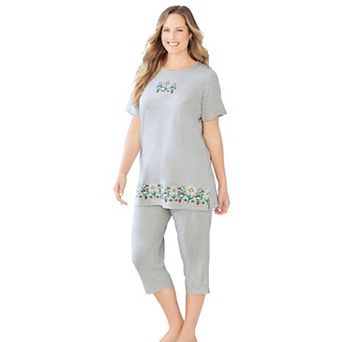 Dreams & Co. Plus Size Knit Capri Sleep Set