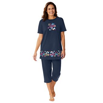 Dreams & Co. Plus Size Knit Capri Sleep Set