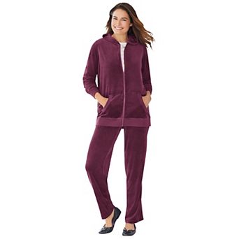 Woman Within Plus Size Petite 2 pc Velour Hoodie Set