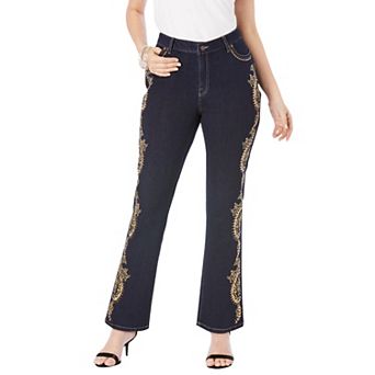 Roaman's Women's Plus Size Plus Size Embroidered Bootcut Jean