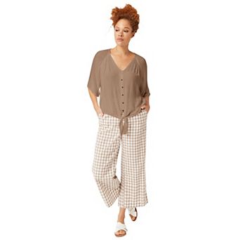 ellos Plus Size Crinkle Tie-Front Blouse