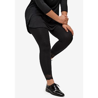 ellos Plus Size Scallop Lace Hem Leggings