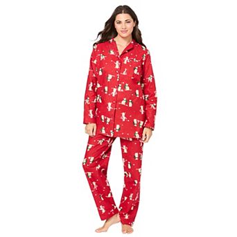 Dreams & Co. Plus Size Petite Classic Flannel Pajama Set