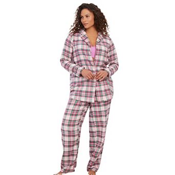 Dreams & Co. Plus Size Classic Flannel Pajama Set