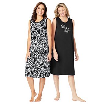 Dreams & Co. Plus Size 2-Pack Sleeveless Sleepshirt