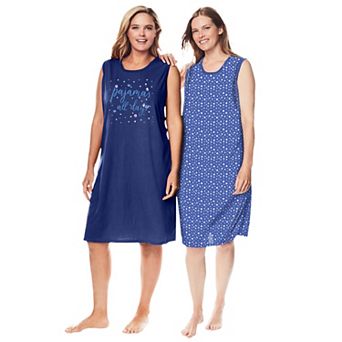 Dreams & Co. Plus Size 2-Pack Sleeveless Sleepshirt