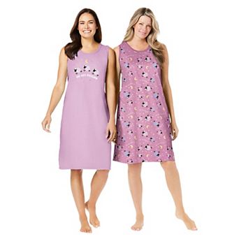 Dreams & Co. Plus Size 2-Pack Sleeveless Sleepshirt