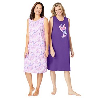 Dreams & Co. Plus Size 2-Pack Sleeveless Sleepshirt
