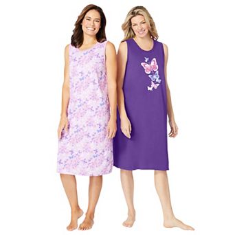 Dreams & Co. Plus Size 2-Pack Sleeveless Sleepshirt