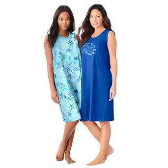 Dreams & Co. Plus Size 2-Pack Sleeveless Sleepshirt