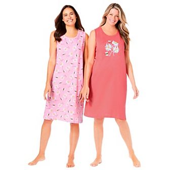 Dreams & Co. Plus Size 2-Pack Sleeveless Sleepshirt
