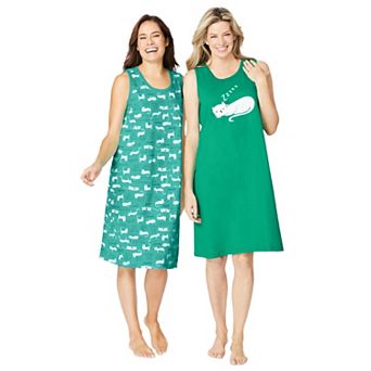 Dreams & Co. Plus Size 2-Pack Sleeveless Sleepshirt