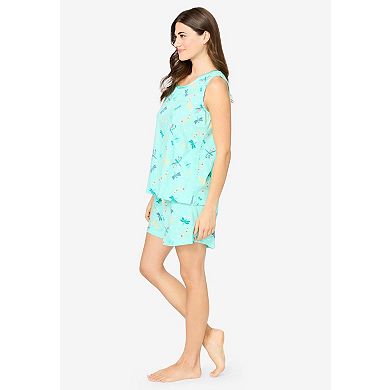 Dreams & Co. Plus Size 2-Piece Sleeveless Tee And Shorts PJ Set