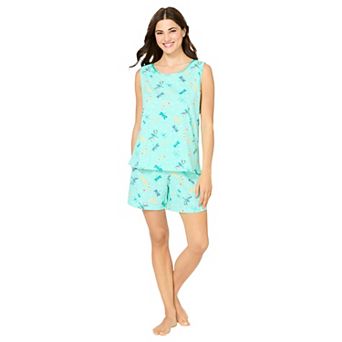 Dreams & Co. Plus Size 2 pc Sleeveless Tee And Shorts PJ Set