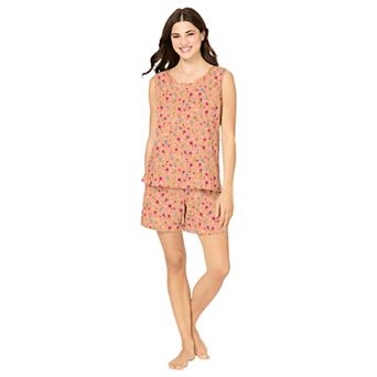 Dreams & Co. Plus Size 2 pc Sleeveless Tee And Shorts PJ Set
