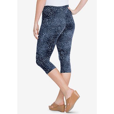 Roaman's Women's Plus Size Plus Size Essential Stretch Capri Legging